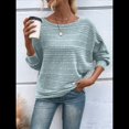 thumbnail image 4 of Blusas de Larga Suaves para Mujer, Cuello Redondo, Estilo Jersey, Informales, de Punto, con de Murciélago, Grandes, 2025 Azul L, 4 of 9