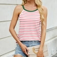 thumbnail image 5 of Women's Sleeveless Striped Tank Top Summer Fashion Color Block Shoulder Casual Comfortable Breathable Stretch Fit Tee, 5 of 8