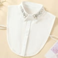 thumbnail image 4 of Czzoypi Faux Col de Noël, Col Détachable à Carreaux Rouges avec Strass pour Femmes, Fausse Chemise/blouse Festive Dickie avec Strass Étincelants pour Fête des Fêtes Bureau, Blanc, 4 of 5