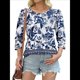 thumbnail image 3 of Blusas Elegantes e Informales con Mangas 3/4 y Botones para Mujer, Ideales para Vacaciones de Verano en la Playa. Azul L, 3 of 6