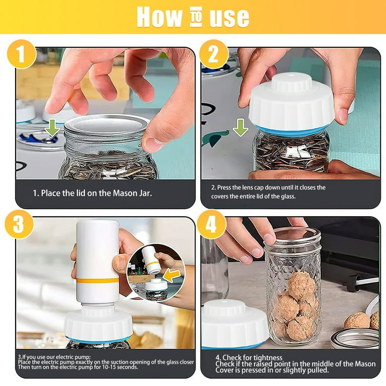 Electric Mason Jar Vacuum Sealer, Food Saver Vacuum Machine for Wide &  Regular Mouth Jar, for Food Storage and Fermentation