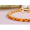 thumbnail image 2 of Oval Shape Citrine Tennis Bracelet, 925 Sterling Silver Citrine Chain link Bracelet Gift for Mom, Anniversary Gift for Wife Love, 2 of 6