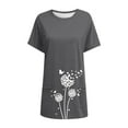 thumbnail image 4 of WEIYLL T-Shirts pour Femmes Col Rond avec Poche Imprimé Pissenlit Long Gris Foncé Tailles L, 4 of 4