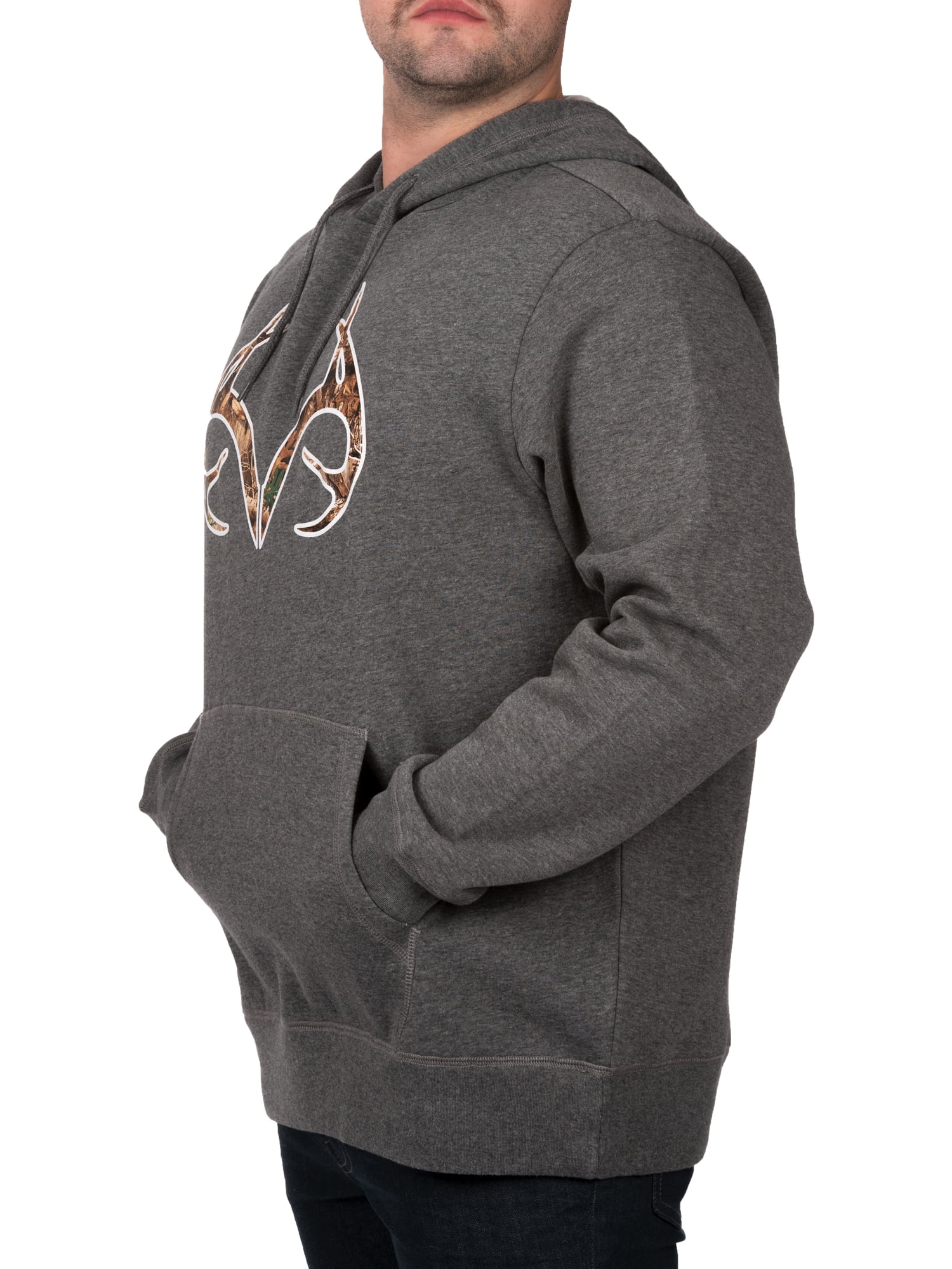 Realtree Charcoal Antlers Logo V2 Men Graphic Hoodie