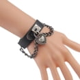 thumbnail image 2 of Brazalete de cuero gótico de bloqueo de corazón 3D Zulema Cadena Negro, 2 of 6