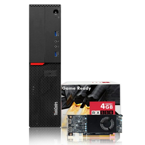 Lenovo ThinkCentre Gaming Desktop with RX 550 4GB Graphics Card, Intel Quad Core i5 Processor, 1TB SSD 16GB RAM, New Wireless Keyboard & Mouse, Win 10 Pro, Wifi - Refurbished