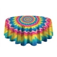 thumbnail image 5 of Colorful Tie Dye Spiral Mandala Pattern Round Tablecloth 60"x60",Wrinkle Wipeable Table Cloth for Kitchen Dining Room Picnic Patio Party, 5 of 6