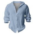 thumbnail image 5 of Letdown Boys Linen Shirts Button Up Cotton School Hooded Dress Shirts Teens Long Sleeve Lightweight Summer Beach Plain Tees, 5 of 5