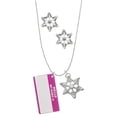 thumbnail image 1 of Delight Jewelry Acrylic Pink "Hello" Name Tag Silver tone Snowflake Charm Necklace and Stud Earrings, 1 of 4