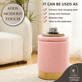 thumbnail image 2 of Teddy Velvet Round Ottoman Stool with Storage, Padded Seat, Metal Base, Pink, 2 of 7