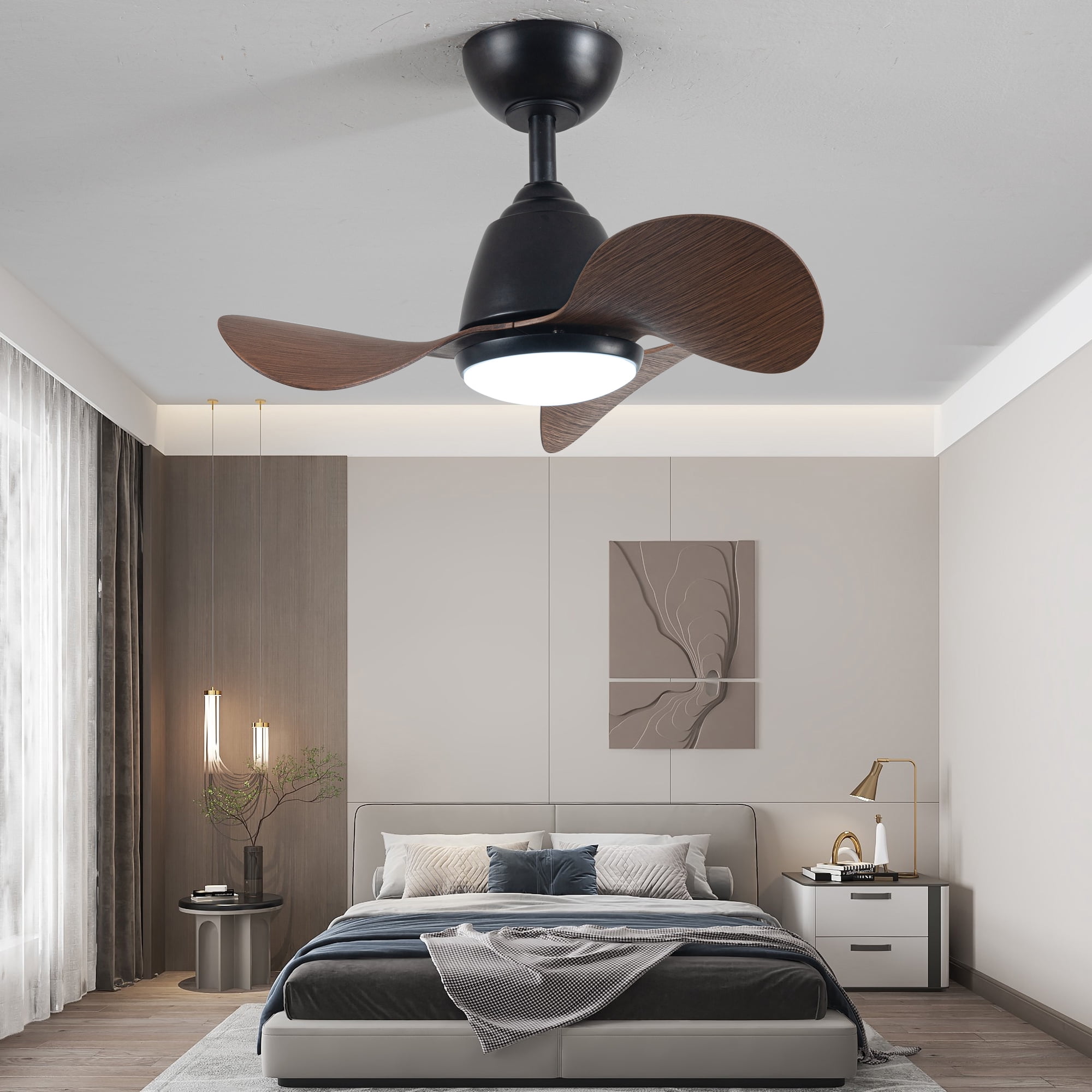 Cian 24 in. 1-Light Indoor Bronze Finish Ceiling Fan with Light Kit