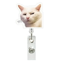 Funny Cat Badge Reel Retractable Cute Kitten Badge Holder with Alligator Clip Acrylic Name Tag Insignia Holder for Nurses Teachers Medical Students Doctor Work Accessories