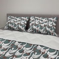 thumbnail image 2 of Geese Comforter & Sham Bedding Set, Happy White Geese Free Run Grungy Backdrop Cartoon Style, 3 pcs Duvet Set Microfiber Filling Quilt, 5 Sizes, Grey Grey Teal, by Ambesonne, 2 of 4