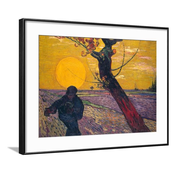 The Sower at Sunset, 1888, Figurative Scenic Framed Art Print Wall Art by Vincent van Gogh Sold by Art.Com
