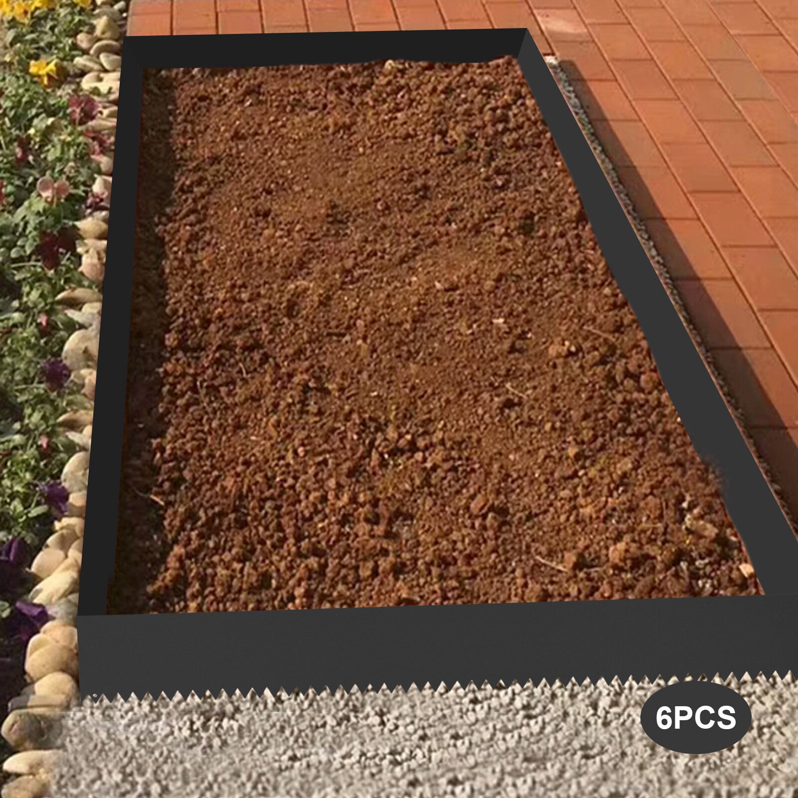 Landscape Edging, 6-Pack Steel Garden Border with Nano Baking Paint, 6in Height, 19.5ft Total Length, for Lawns & Flower Beds