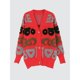 thumbnail image 5 of Cárdigan Extragrande para Mujer, Suéter Grueso con Botones y Estampado de Letras, Cárdigan Abierto Al Frente, Ropa de Calle Rojo S, 5 of 8