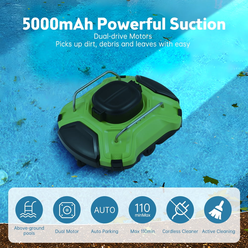 Pool cleaning robot,Pool Cleaner Runtime Battery 200um Motors Pool 30w Ipx8 Above Pool To 914 35w Led Indicator Above Ipx8 Waterproof Dual-drive 200um Fine Filter Pool 110 Sq.ft Pool Re Able