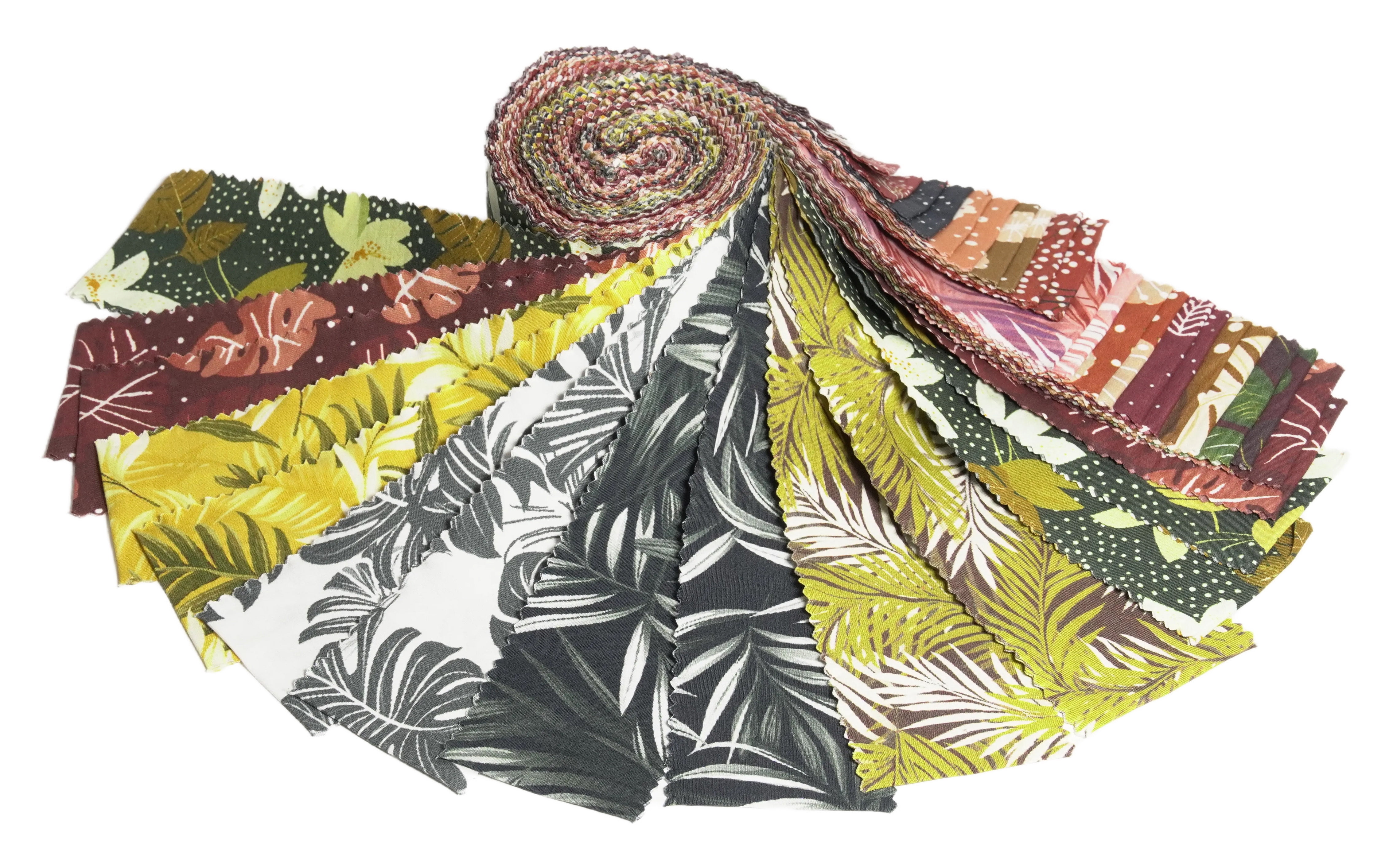 Soimoi 40Pcs Tree Print Precut Fabrics Strips Roll Up 2.5x42inches Cotton Jelly Rolls for Quilting