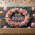 thumbnail image 5 of Golden Theme New Year Banner Pink Rose 2026 Banner Firework Design Star Decoration Happy New Year Banner for New Year Party 2026 Celebration Holiday Gathering, 5 of 9