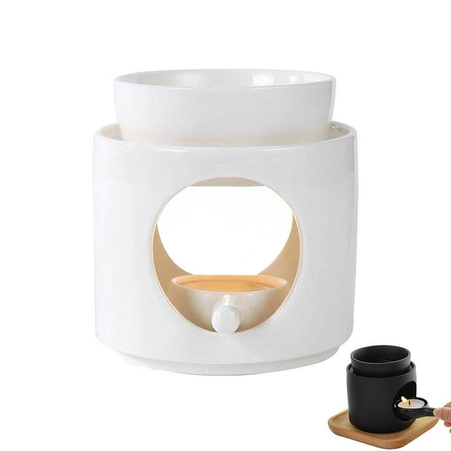 Ceramic Tea Light Candle Holder - Ceramic Oil Burner Diffuser, Oil Wax Melts Cylindrical Separator Model, Tea Light Wax Melt Warmer, Candle Burnerfor Home Office Decor