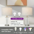 thumbnail image 4 of OUTON 21.5" Modern Glass Table Lamps Set of 2,  Dimmable Touch Bedside Nightstand Lamps with USB Ports for Living Room Bedroom,Bulbs Included,White, 4 of 11