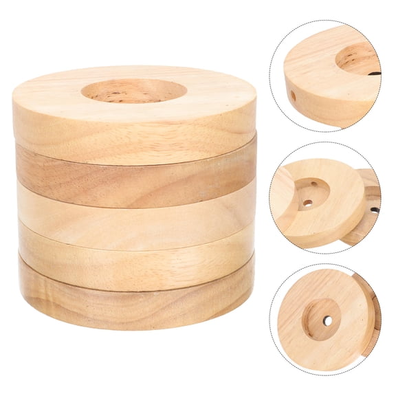Soimiss 5Pcs Wooden Lamp Base Round Table Light Stand for Home Use