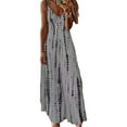 thumbnail image 1 of Glonme Women Slip Dress Tie Dye Summer Beach Sundress V Neck Long Maxi Dresses Party Kaftan Hawaiian Sleeveless Gray 4XL, 1 of 2