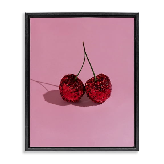 Stupell Industries Glitter Encrusted Cherries Black Framed Floater Canvas Wall Art, design by LISH Creative