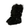 thumbnail image 2 of Black Female Winter Long Tube Boots With Soft Hairy Lining And Flat Heel For Cold Weather Comfort High Top Design Round Toe Lace Up Fastening Casual Wear, 2 of 6