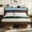 Rustic Brown, variant on Kbun Full Bed Frame with Charging Station and LED Lights, Full Size Platform Bed with Metal Slats, Upholstered Headboard with 2-Tier Storage Shelves, No Box Spring Needed