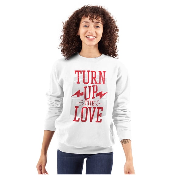 Turn Up The love Romantic Musician Women Plus Size Crewneck Sweatshirt Brisco Brands 2X