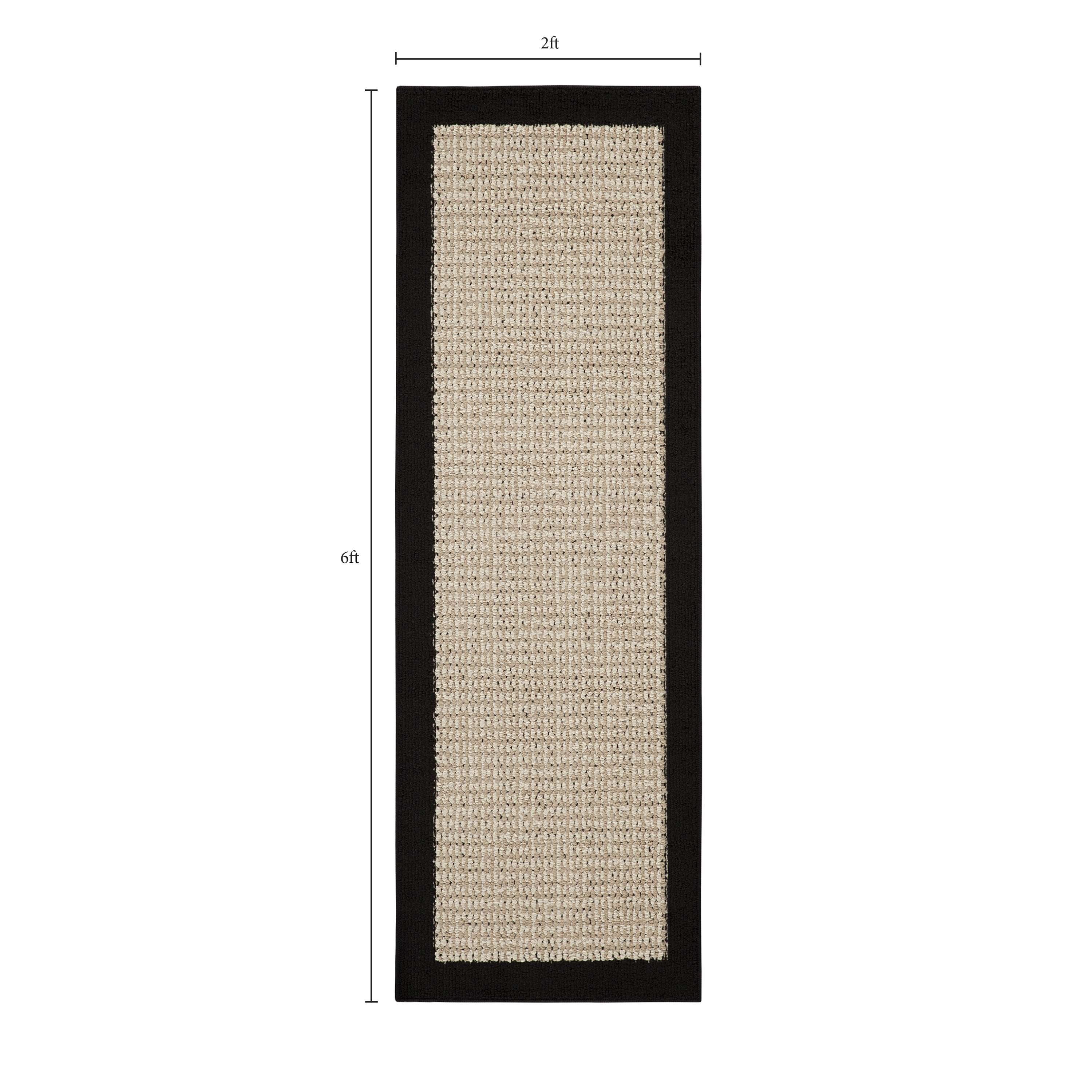 Mainstays Faux Sisal Olefin Black Border Indoor Hallway Runner Rug, 2 ft x 6 ft