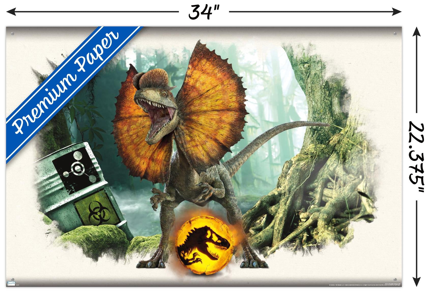 Jurassic World: Dominion - Dilophosaurus Focal Wall Poster with Pushpins, 22.375" x 34"