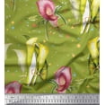 thumbnail image 1 of Soimoi Green polyester Crepe Fabric Triangle,Leaves & Lily Flower Fabric Prints by Yard 42 Inch Wide, 1 of 1