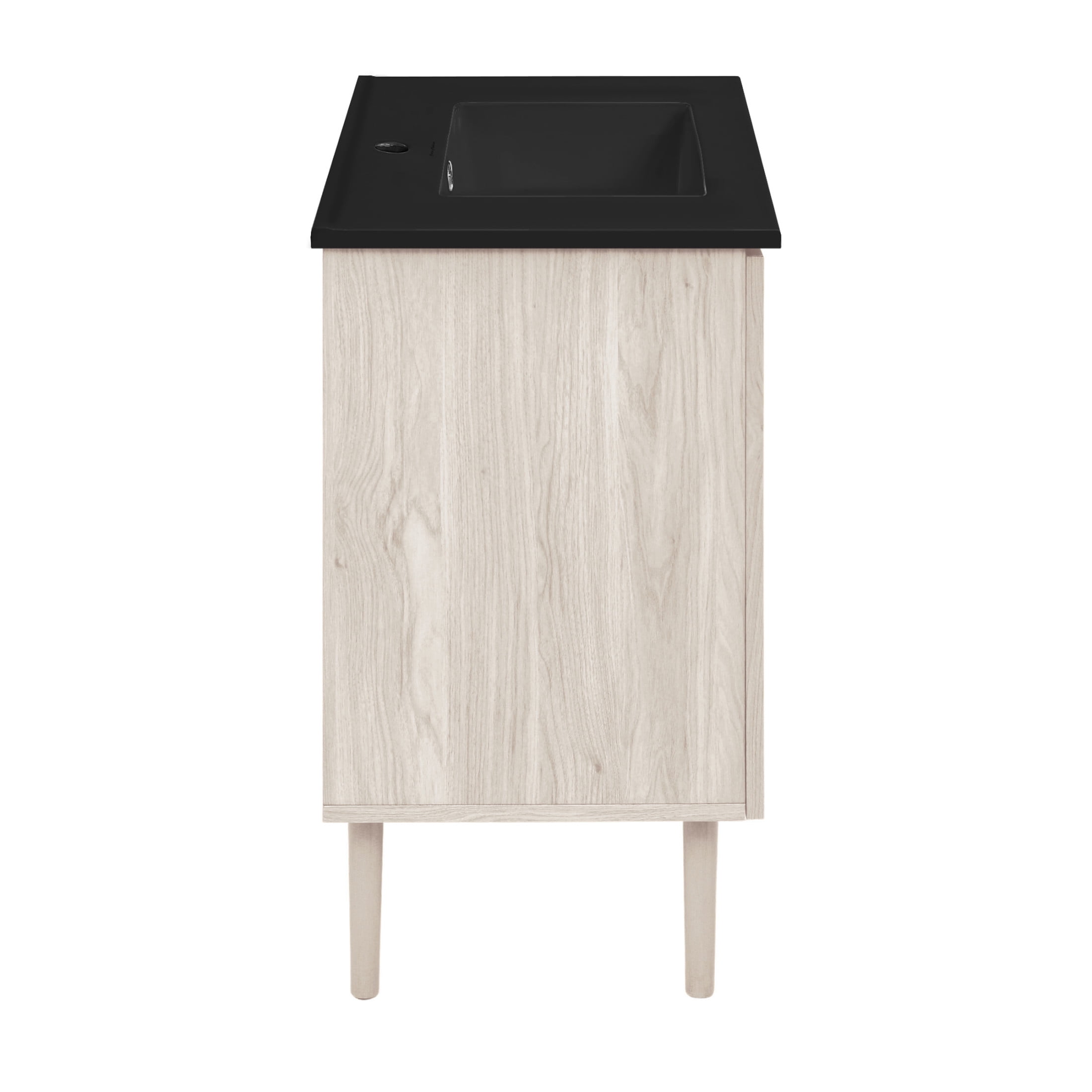 Bron 36" Freestanding Bathroom Vanity in White Oak with Black Sink Top