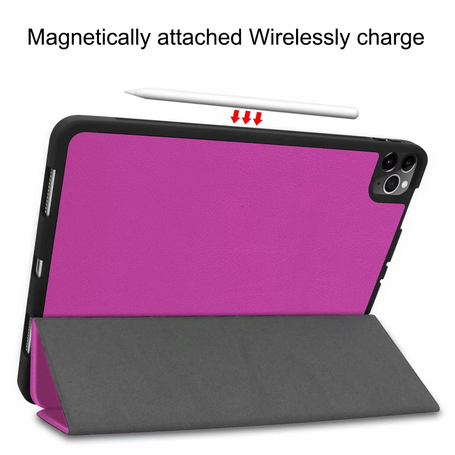 iPad Pro 11 Case 2020 Build in Pencil Holder, Allytech Slim Fit PU Leather Multi Angle Stand Auto Sleep Wake [Support Apple Pencil Charging] Protective Cover Case for Apple iPad Pro 11" 2020,Purple
