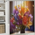 thumbnail image 5 of Watercolor Wildflowers 4 Piece Shower Curtain Sets, with Non-Slip Rugs, Toilet Lid Cover And Bath Mat, for Bathroom Decor Set, 5 of 8