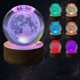 thumbnail image 1 of Led Night Light Galaxy Crystal Ball Table Lamp For Kids Room Study Room, 3D Galaxy Crystal Ball Night Light For Bedroom, USB Led Night Light, 2.4 Inch With Wooden Base, Pack Of 1, 1 of 1