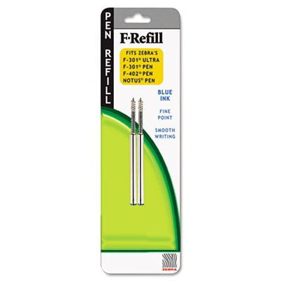 Zebra Pen Refill for F301, F301 Ultra, F402, 301A, Spiral Ballpoint, Fine, Blue, 6/Pack
