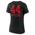thumbnail image 3 of Women's Kyle Juszczyk Black San Francisco 49ers Wordmark Player Name & Number V-Neck T-Shirt, 3 of 3