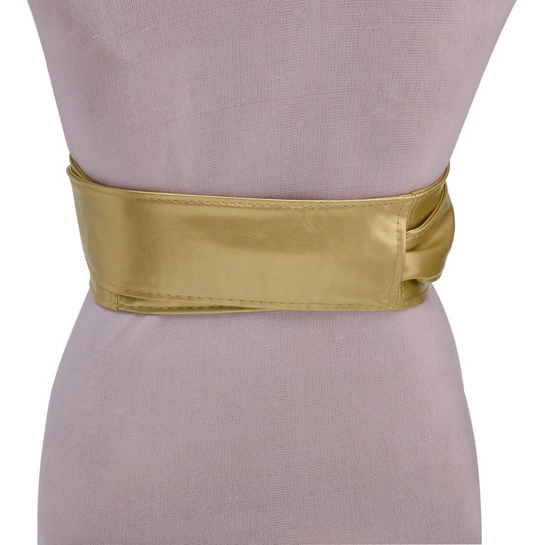 Women Soft PU Leather Obi Belt Self Tie Wrap Cinch Belt  display picture 2
