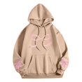 thumbnail image 4 of Byworldtasic Womens Sweatshirts Women's Bow Tie Printed Hooded Sweatshirt Fashionable Loose Casual Long Sleeved Pocket Tops, 4 of 5