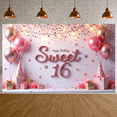 thumbnail image 4 of Decorative Pink Balloon Banner Glitter Sweet 16 Event Banner for Birthday Party Celebration Indoor Decoration Photo Prop, 4 of 9