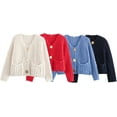 thumbnail image 2 of utcoco Women's Chunky Knit Cropped Long Sleeve Cardigans, 2 of 3
