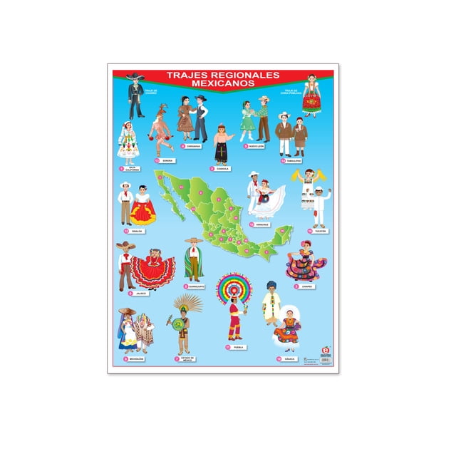 Póster Trajes Regionales Mexicanos Rojo Educatodo B-1406-I