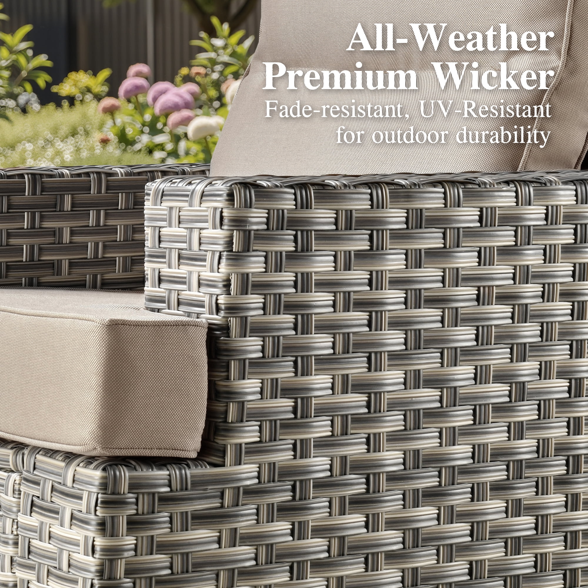 Ovios Patio Furniture Set 8 Pieces Patio Conversation Seating All-Weather Rattan Wicker Outdoor Sectionals with Swivel Rocking Chair for Backyard