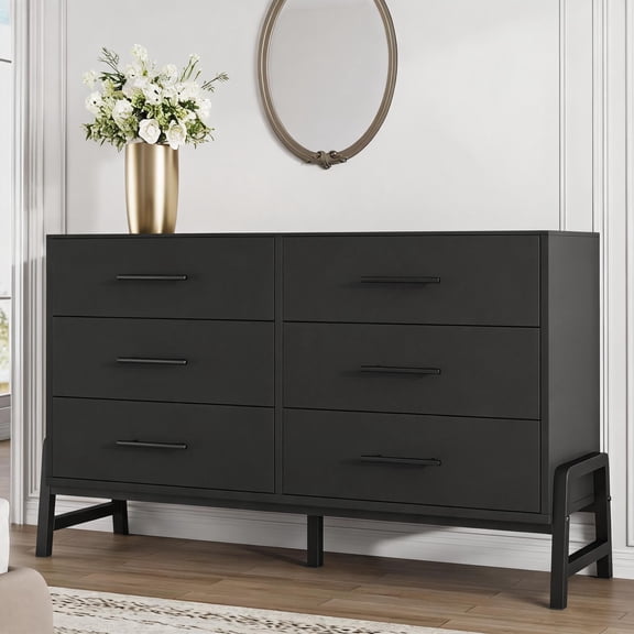 Gaderth 6 Drawer Dresser Bedroom Dresser Modern Chest With Drawers,Wood Storage Closet Dressers Chest Of Drawers For Bedroom,Living Room,Hallway