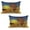 Chocolate Orange Blue, variant on Savannah Quilted Pillowcover Set of 2, Big Savannah Family with Dark Cloudy Dramatical Sky Grassland Landscape, Standard Queen Size Pillow Cover Bedroom, 30" x 20", Yellow Grey and Blue, by Ambesonne