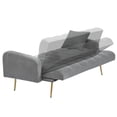 thumbnail image 6 of 69" Soft Teddy Fleece Sofa Bed, Couch with 3-Speed Convertible Design, Futon with Stable Durable Frame for Living Room Small Spaces, Gray, 6 of 9