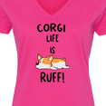 thumbnail image 4 of Inktastic Corgi Life is Rough Women's V-Neck T-Shirt, 4 of 5